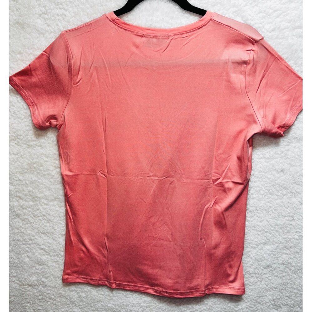 Misses Medium “Good Shoes Take You Good Places” Graphic Tee Pink Polyester Blend - Picture 2 of 7